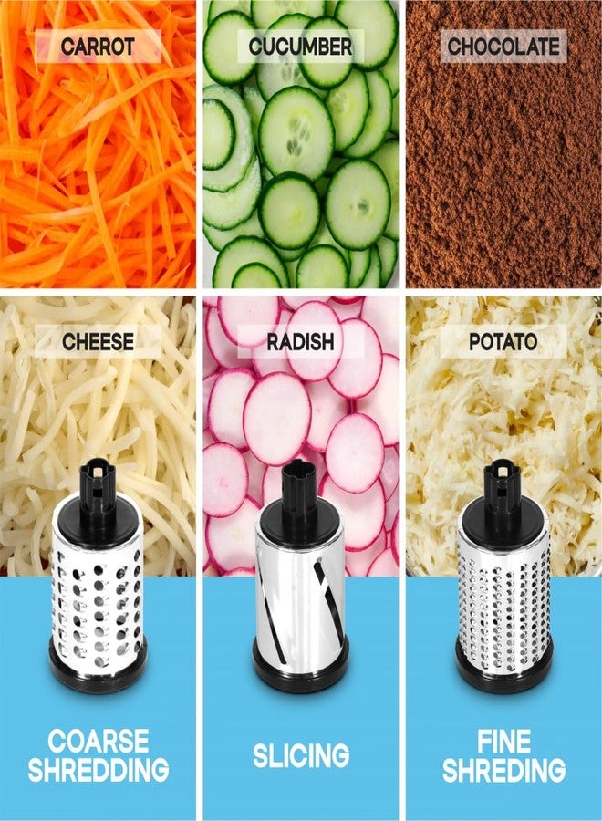 Courant Rotary Cheese Grater hand crank, High Grade steel housing-Vegetable Slicer salad shooter &vegetable shredder Rotary Grater Slicer for Vegetables, Nuts, with 3 Interchangeable Blades - Image 5