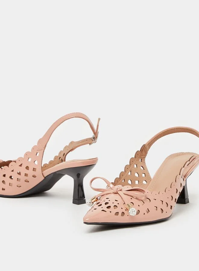 Styli Bow Accent Pointed Toe Slingback Shoes