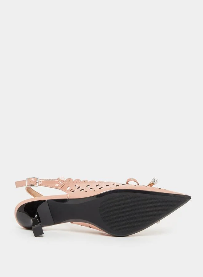 Styli Bow Accent Pointed Toe Slingback Shoes