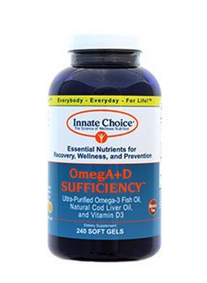 Omega 3, Fish Oil Capsules, OmegA+D By Innate Choice, Lemon 240 Capsules, Pharmaceutical Grade Fish Oil, 3rd Party Tested, Organically Filtered and Triple Purified, Natural Cod Liver Oil, Vitamin D3