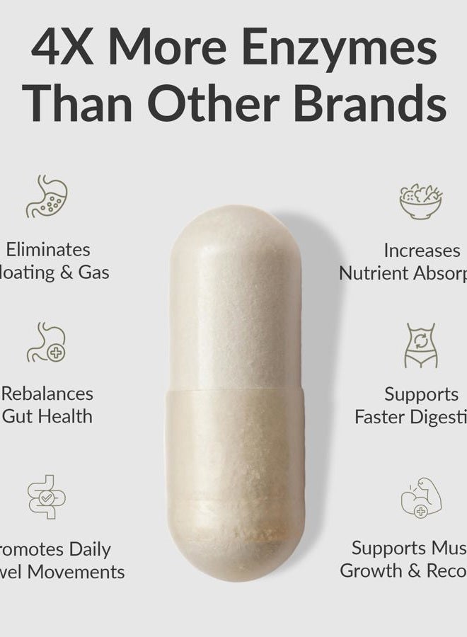 BIOptimizers MassZymes - Complete Digestive Enzymes Supplement for Gut Health - Bloating Relief for Men and Women - Lipase Amylase Bromelain Digestive Enzymes (250 Capsules) - Image 2