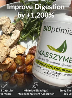 BiOptimizers BIOptimizers MassZymes - Complete Digestive Enzymes Supplement for Gut Health - Bloating Relief for Men and Women - Lipase Amylase Bromelain Digestive Enzymes (250 Capsules)  - Image 4