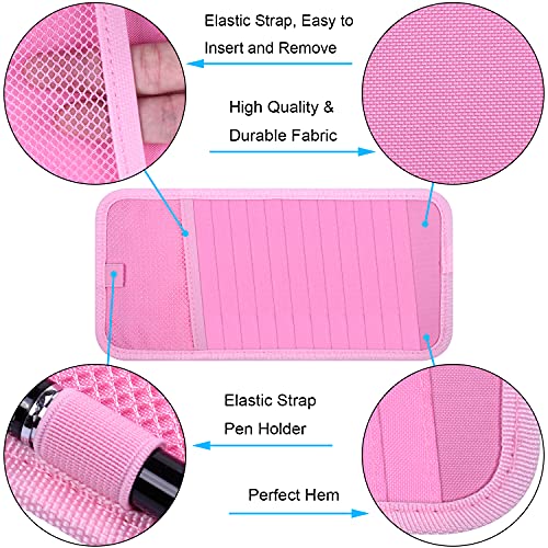 Wisdompro Car CD Case Holder, Wisdompro Vehicle Sun Visor Organizer for Cars with 12 DVD Storage Sleeves, 1 Mesh Pocket, 1 Pen Holder and Elastic Strap, Pink - Image 5