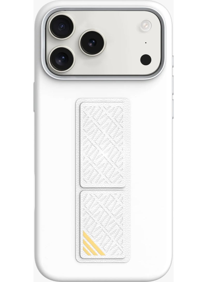 ليفيلو جراب مورفيكس سيليكون لهاتف iPhone 17 Pro Max مع قبضة جلدية لتثبيت آمن / مصد مقاوم للصدمات / غطاء خلفي بتصميم نحيف / حواف مرتفعة للكاميرا والشاشة / سيليكون سائل مريح / حافة مرتفعة -  فضي - Image 1