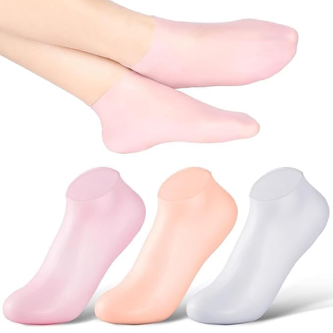 Generic Silicone Socks For Women Moisturizing Foot Socks Soft Gel Socks Aloe Socks Women Spa Pedicure Socks 2Pair Multicolor Silicon socks 2 count 104  - Image 1