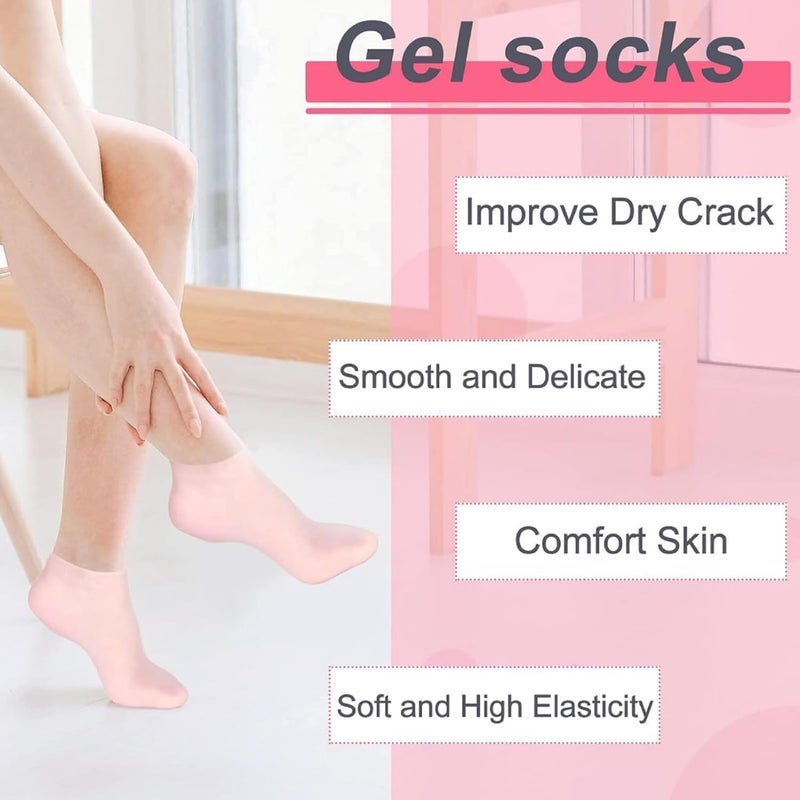 Generic Silicone Socks For Women Moisturizing Foot Socks Soft Gel Socks Aloe Socks Women Spa Pedicure Socks 2Pair Multicolor Silicon socks 2 count 104  - Image 4