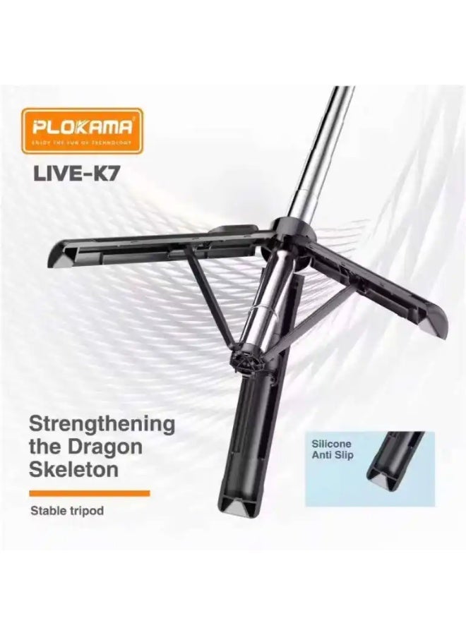 PLOKAMA Live  K7  Extendable Selfie Stick Tripod – Portable Phone Stand for iPhone & Android Perfect for Travel & Content Creation - Image 2