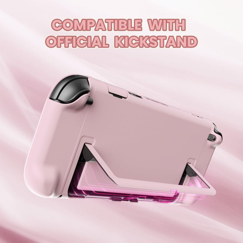PlayVital Protective Case for Nintendo Switch 2 - Cute Dockable Hard Case Shell for Switch 2 with Thumb Grip & Sticker & Button Caps, Anti-Scratch & Shockproof Cover Skin - Cherry Blossoms Pink - Image 3