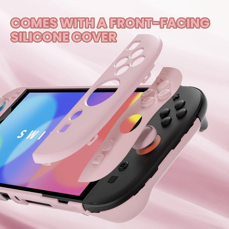 PlayVital Protective Case for Nintendo Switch 2 - Cute Dockable Hard Case Shell for Switch 2 with Thumb Grip & Sticker & Button Caps, Anti-Scratch & Shockproof Cover Skin - Cherry Blossoms Pink - Image 4