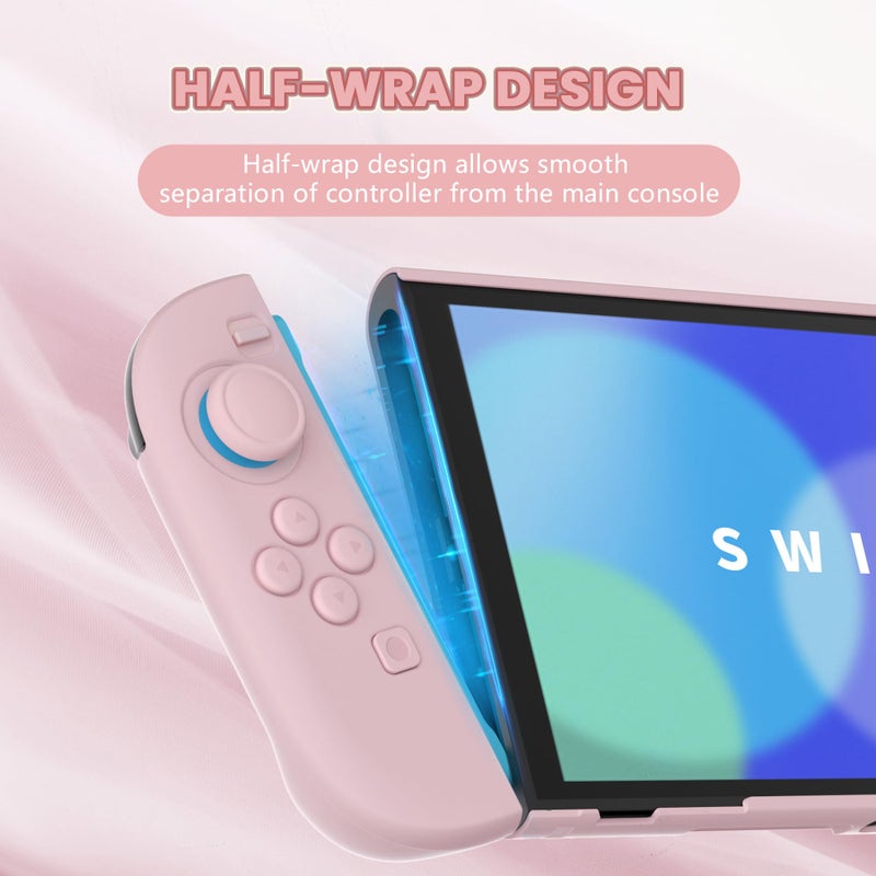 PlayVital Protective Case for Nintendo Switch 2 - Cute Dockable Hard Case Shell for Switch 2 with Thumb Grip & Sticker & Button Caps, Anti-Scratch & Shockproof Cover Skin - Cherry Blossoms Pink - Image 5