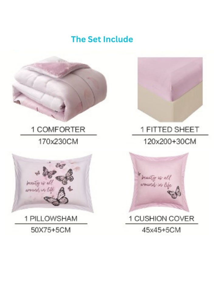 SMART HOME Winter fluffy children's bed sheet, 4 pieces, two sides, velvet side and fur side, size 170x230 cm - Image 5