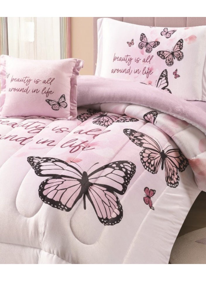 SMART HOME Winter fluffy children's bed sheet, 4 pieces, two sides, velvet side and fur side, size 170x230 cm - Image 2