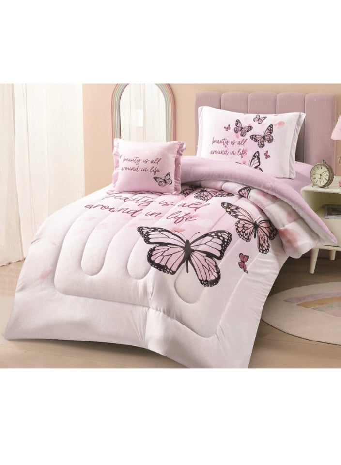 SMART HOME Winter fluffy children's bed sheet, 4 pieces, two sides, velvet side and fur side, size 170x230 cm - Image 1