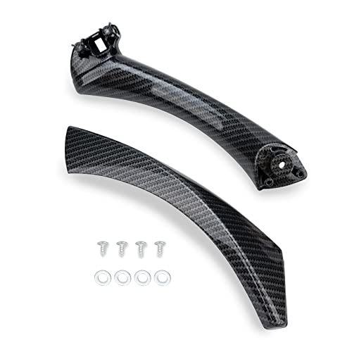 Qagea Carbon Fiber Rear Left Interior Inner Door Panel Handle and Door Pull Outer Trim Cover Replacement for 20042011 BMW 3 Series 318 320 325 330 335 E90E91 - Image 1