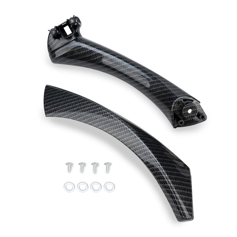 Qagea Carbon Fiber Rear Left Interior Inner Door Panel Handle and Door Pull Outer Trim Cover Replacement for 20042011 BMW 3 Series 318 320 325 330 335 E90E91 - Image 2