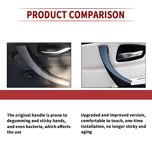 Qagea Carbon Fiber Rear Left Interior Inner Door Panel Handle and Door Pull Outer Trim Cover Replacement for 20042011 BMW 3 Series 318 320 325 330 335 E90E91 - Image 5