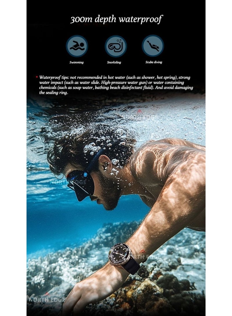 NORTH EDGE Men's Solar-powered Dive Titanium Alloy Case 300-meter Waterproof Ultra-long Battery Life Solar Watch - Image 4
