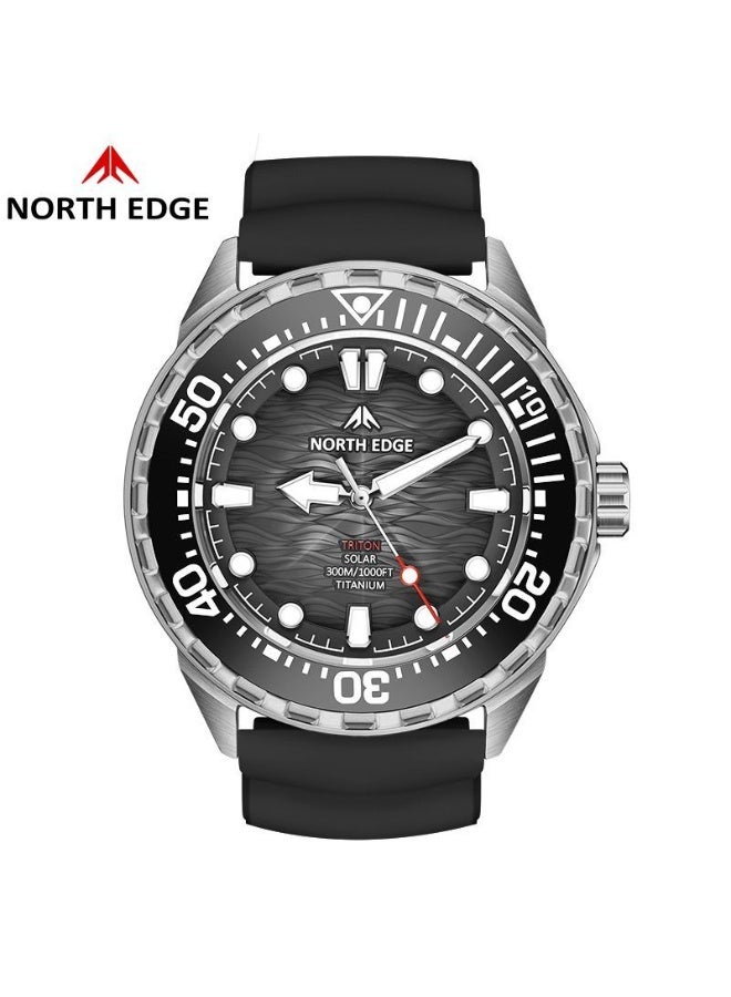 NORTH EDGE Men's Solar-powered Dive Titanium Alloy Case 300-meter Waterproof Ultra-long Battery Life Solar Watch - Image 1