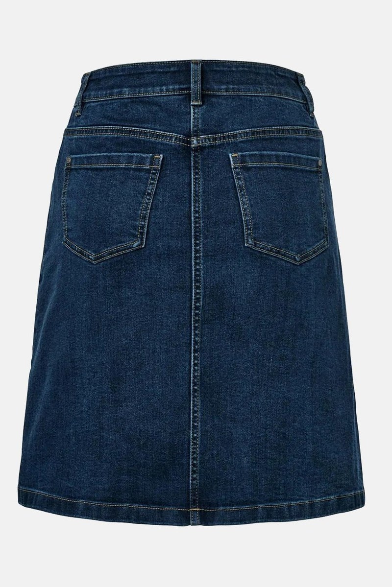 Tchibo Women Solid Denim Mini Skirt, Navy - Image 3