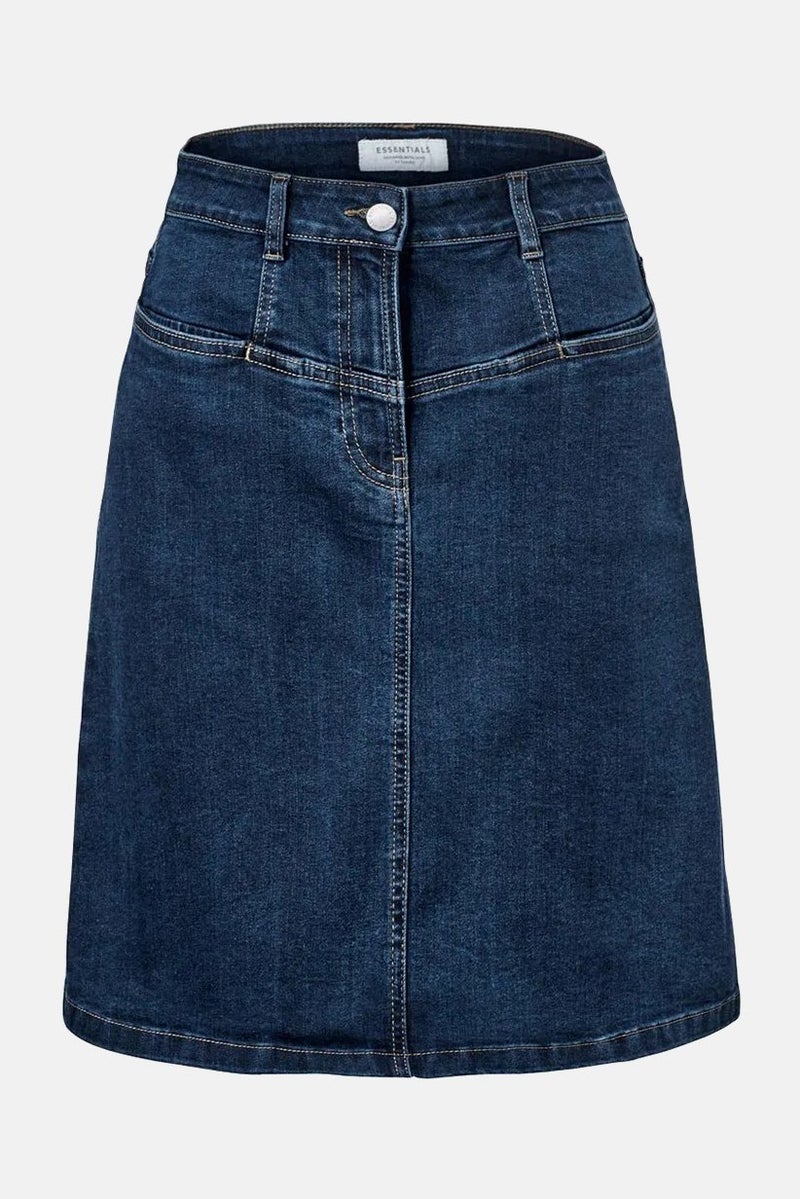 Tchibo Women Solid Denim Mini Skirt, Navy - Image 2
