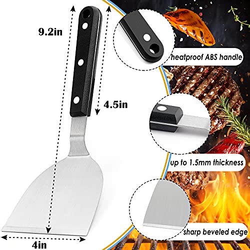 HaSteeL Metal Spatula Set of 2, HaSteeL Stainless Steel Griddle Spatula Turner with ABS Plastic Handles, Professional Griddle Tools for Flat Top Teppanyaki Cooking Grilling Indoor & Outdoor, Dishwasher Safe - Image 2