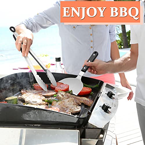 HaSteeL Metal Spatula Set of 2, HaSteeL Stainless Steel Griddle Spatula Turner with ABS Plastic Handles, Professional Griddle Tools for Flat Top Teppanyaki Cooking Grilling Indoor & Outdoor, Dishwasher Safe - Image 5