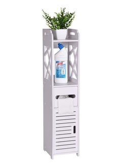 Small Bathroom Storage Corner Floor Cabinet, Thin Toilet Vanity Cabinet, Narrow Bath Sink Organizer, Towel Storage Shelf for Paper Holder, White (Wood Composite Board)