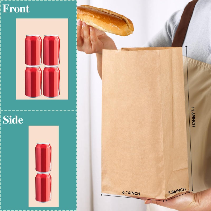 MUCHII 8 LB Paper Lunch Bags,100 Count Brown Paper Bags for Lunches, Snacks, Take Out and Small Items - Image 2
