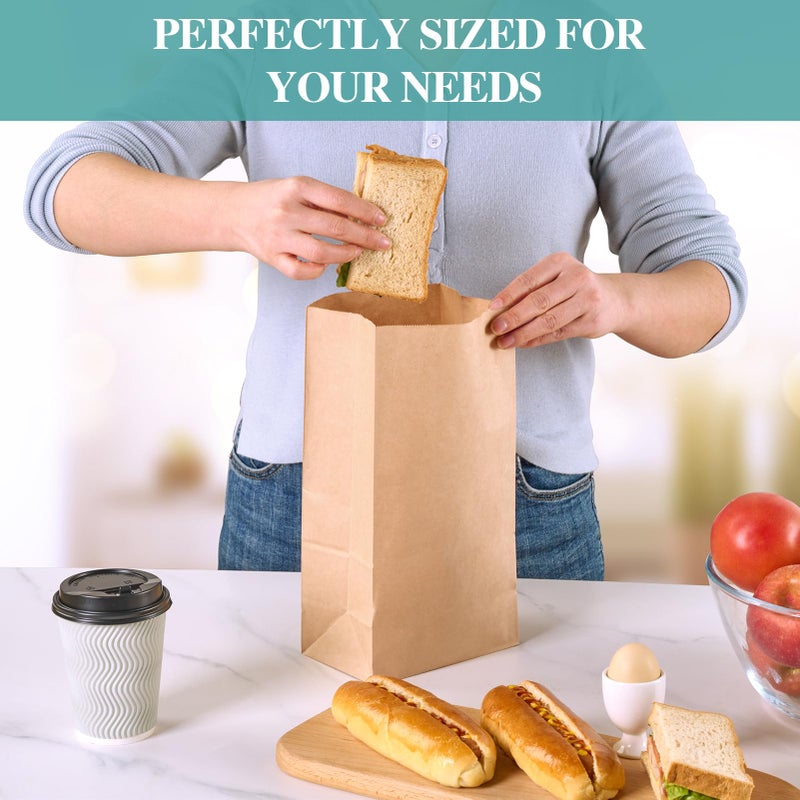 MUCHII 8 LB Paper Lunch Bags,100 Count Brown Paper Bags for Lunches, Snacks, Take Out and Small Items - Image 5