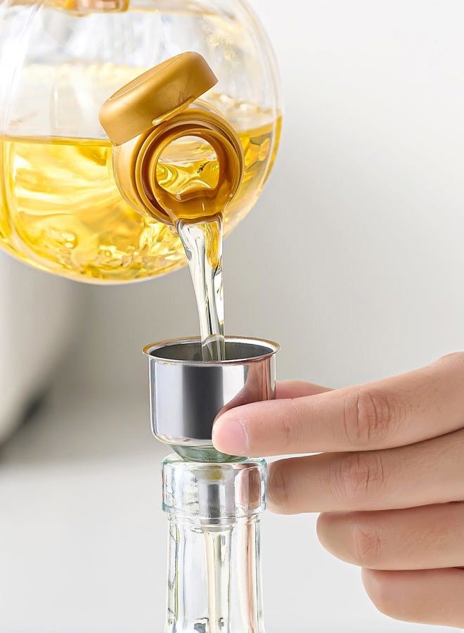 Ruiao 2 Pcs Olive Oil Dispenser Bottle for Kitchen,17oz Clear Glass Cooking Oil and Vinegar Dispenser Set, Coffee Syrup Dispenser with 2 Pourers and 1 Funnel (Two squares) - Image 4