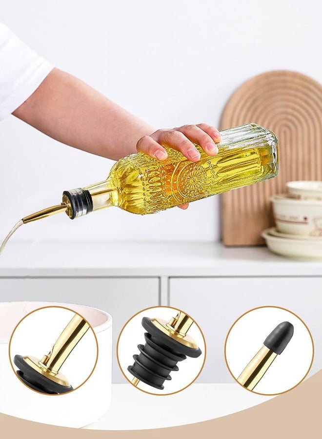 Ruiao 2 Pcs Olive Oil Dispenser Bottle for Kitchen,17oz Clear Glass Cooking Oil and Vinegar Dispenser Set, Coffee Syrup Dispenser with 2 Pourers and 1 Funnel (Two squares) - Image 5