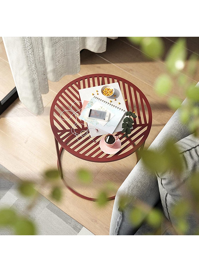 Generic Indian Decor 48225 Round Recessed Side Tables Small Space Coffee Tables Red Black Accent Table Lightweight Indoor Tables Decoration Size 40 40 35CM 40 40 45CM Color Red Black  - Image 4