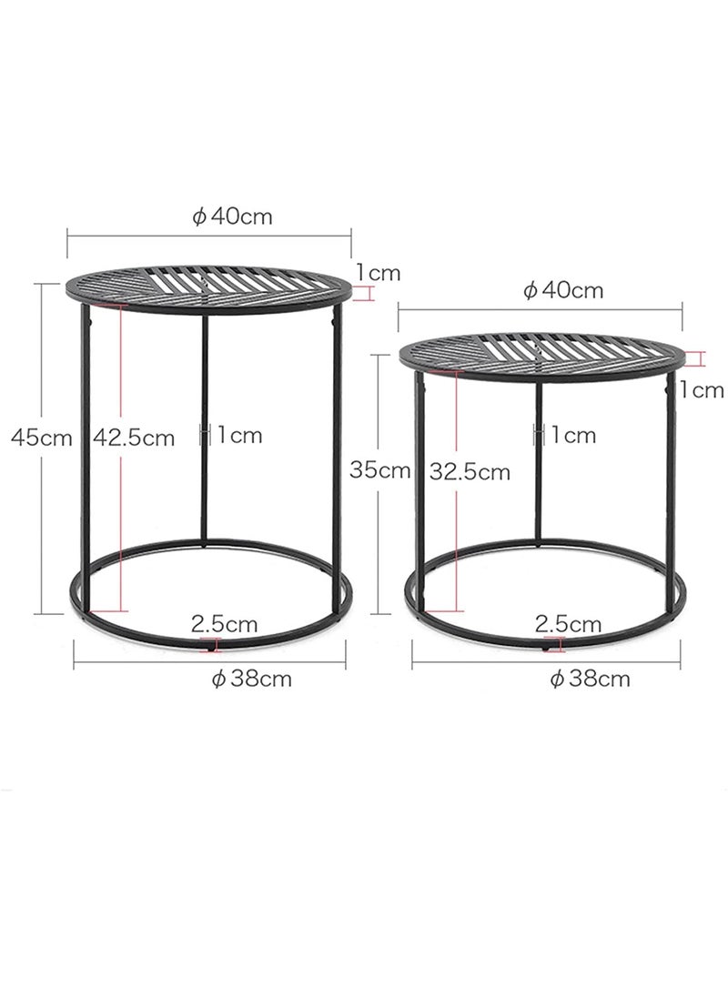 Generic Indian Decor 48225 Round Recessed Side Tables Small Space Coffee Tables Red Black Accent Table Lightweight Indoor Tables Decoration Size 40 40 35CM 40 40 45CM Color Red Black  - Image 3