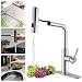 WEWE Waterfall Kitchen Faucet with Pull Down Sprayer 3 ModesSweepStreamWaterfall Rotary Switch Mode Stainless Steel Kitchen Sink Faucet Single Lever Handle Brushed Nickel Sink Fuacet - Image 2