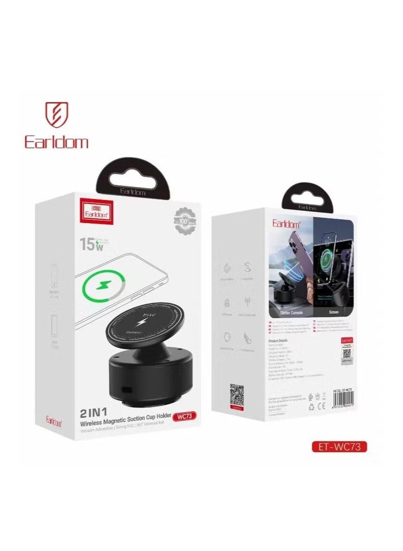 Earldom 15w Wireless Magnetic Suction Cup Holder WC73 - Image 1
