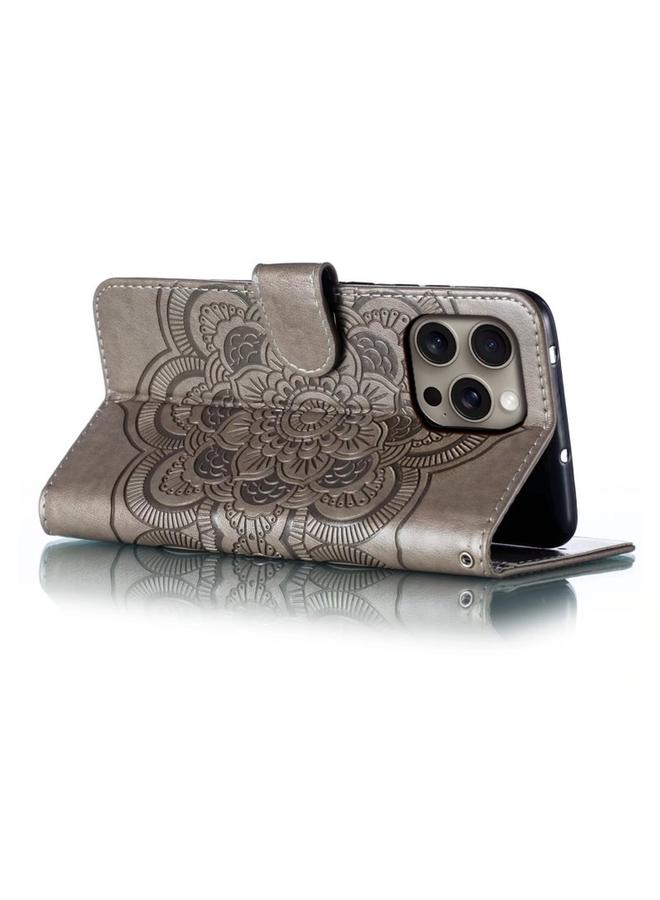 S-TOP Case For iPhone 16 Pro Max Mandala Embossing Pattern Horizontal Flip Leather Phone Case - Image 5