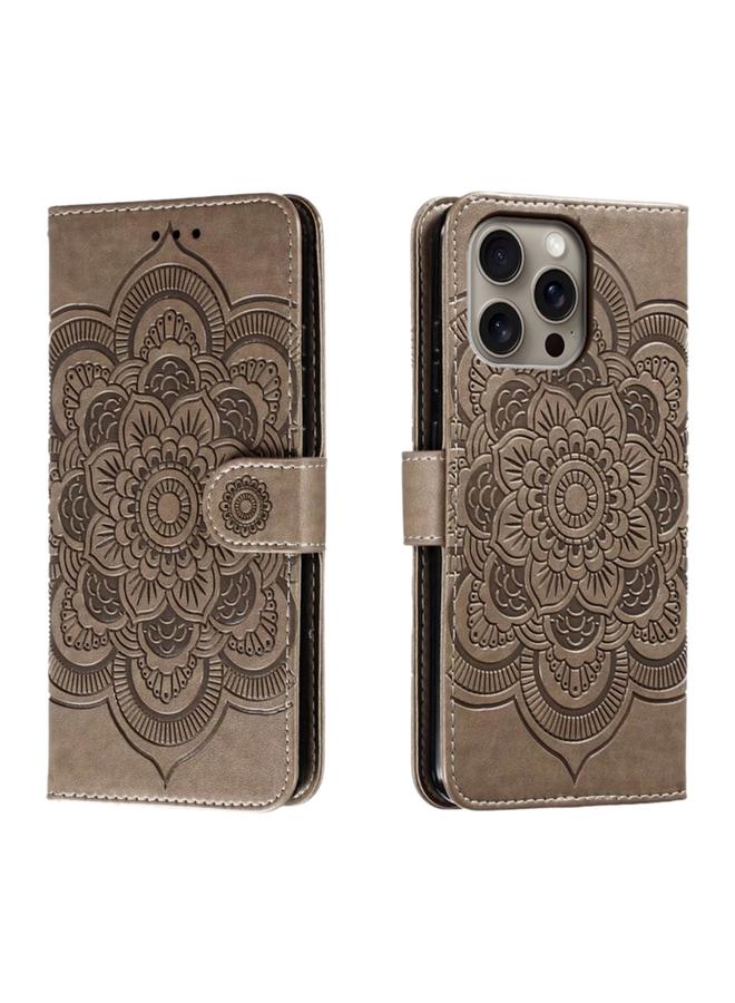 S-TOP Case For iPhone 16 Pro Max Mandala Embossing Pattern Horizontal Flip Leather Phone Case - Image 1