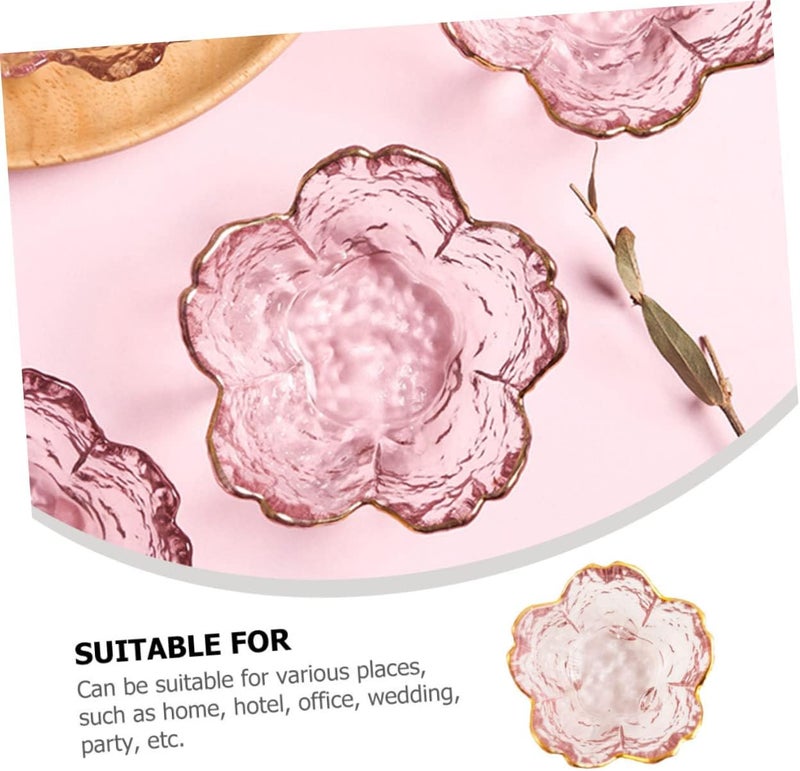 SHOWERORO 6pcs Cherry Blossom Glass Dish Decorative Glass Bowl Dip Bowls Shape Glass Fruit Plate Clear Glass Dinner Plates Sauce Dipping Bowls Design Jewelry Tray Salad Bowls - Image 2