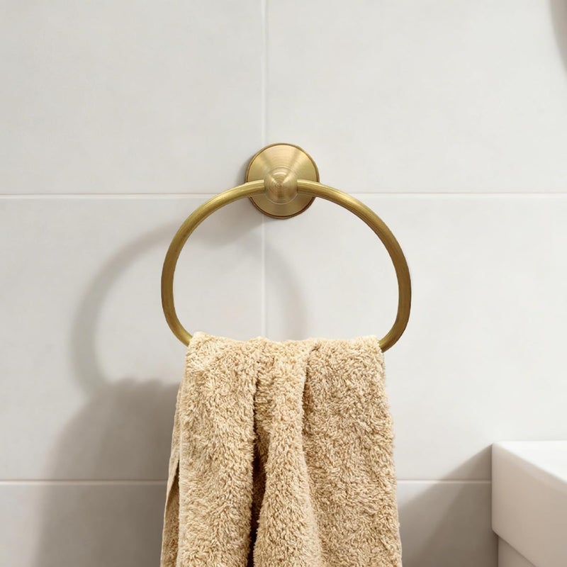 Wall Mounted Brass Towel Ring, Heavy Duty Half-Round Design, Antique Gold Finish, 6.8 X 5.1 in Oval Hand Towel Holder for Bathroom, Restroom - Image 5