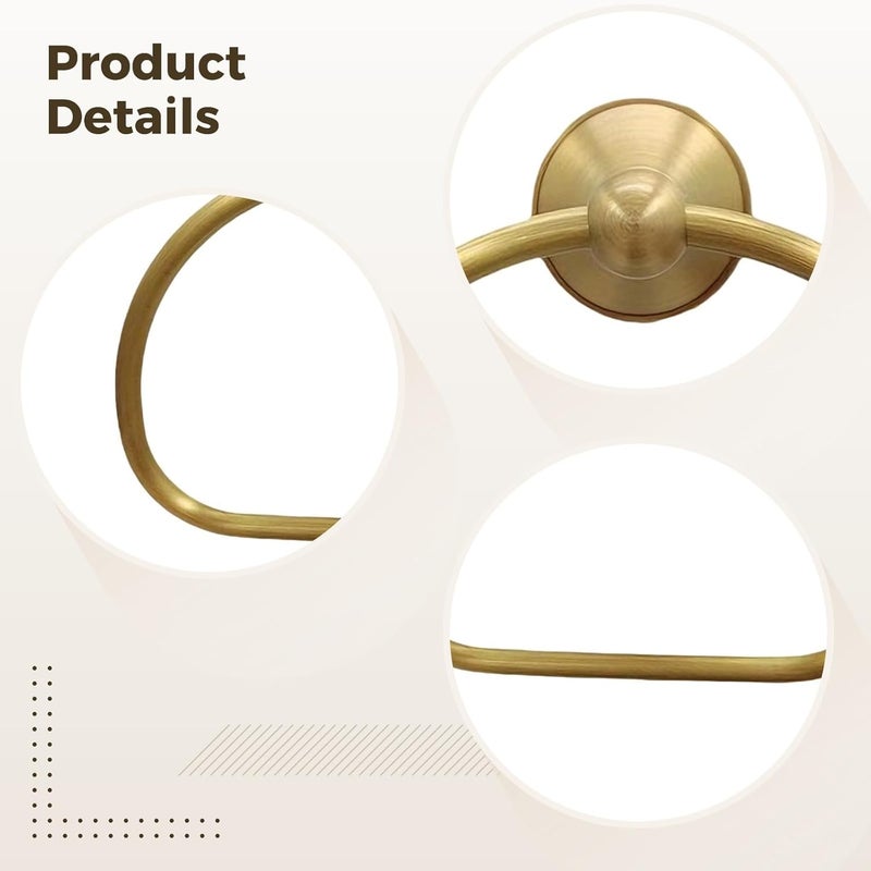 Wall Mounted Brass Towel Ring, Heavy Duty Half-Round Design, Antique Gold Finish, 6.8 X 5.1 in Oval Hand Towel Holder for Bathroom, Restroom - Image 2
