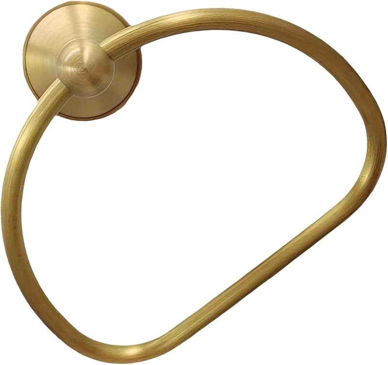 Wall Mounted Brass Towel Ring, Heavy Duty Half-Round Design, Antique Gold Finish, 6.8 X 5.1 in Oval Hand Towel Holder for Bathroom, Restroom - Image 1