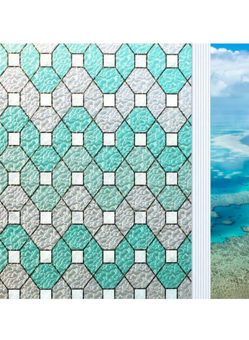 KASTWAVE فلتر نافذة بتأثير زجاج ملون - فيلم خصوصية زينتي، يلتصق بشكل ثابت، بدون غراء - مثالي للحمام، غرفة النوم، المكتب (11.8 بوصة × 78.7 بوصة) - Image 1