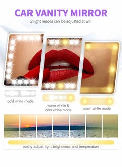 GROIC Car Vanity Mirror Car Makeup Visor Mirror with LED Lights,Rechargeable Rear View Mirror Sun-Shading Cosmetic Mirror,Clip-on Vanity Mirror with Touch on Screen,Automotive Interior  - Image 3