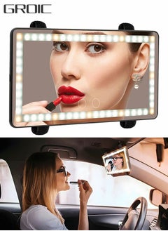 GROIC Car Vanity Mirror Car Makeup Visor Mirror with LED Lights,Rechargeable Rear View Mirror Sun-Shading Cosmetic Mirror,Clip-on Vanity Mirror with Touch on Screen,Automotive Interior  - Image 1