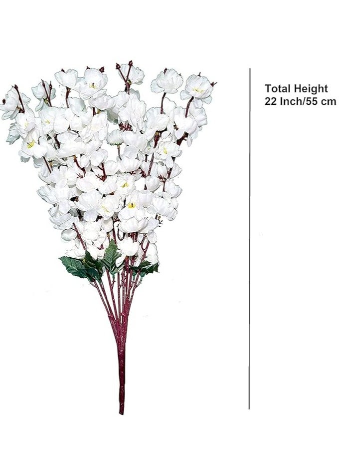 Generic Artificial Flowers For Vase Home Decor Cherry Bouquet Office Decor | Without Vase, White Colour  - Image 3