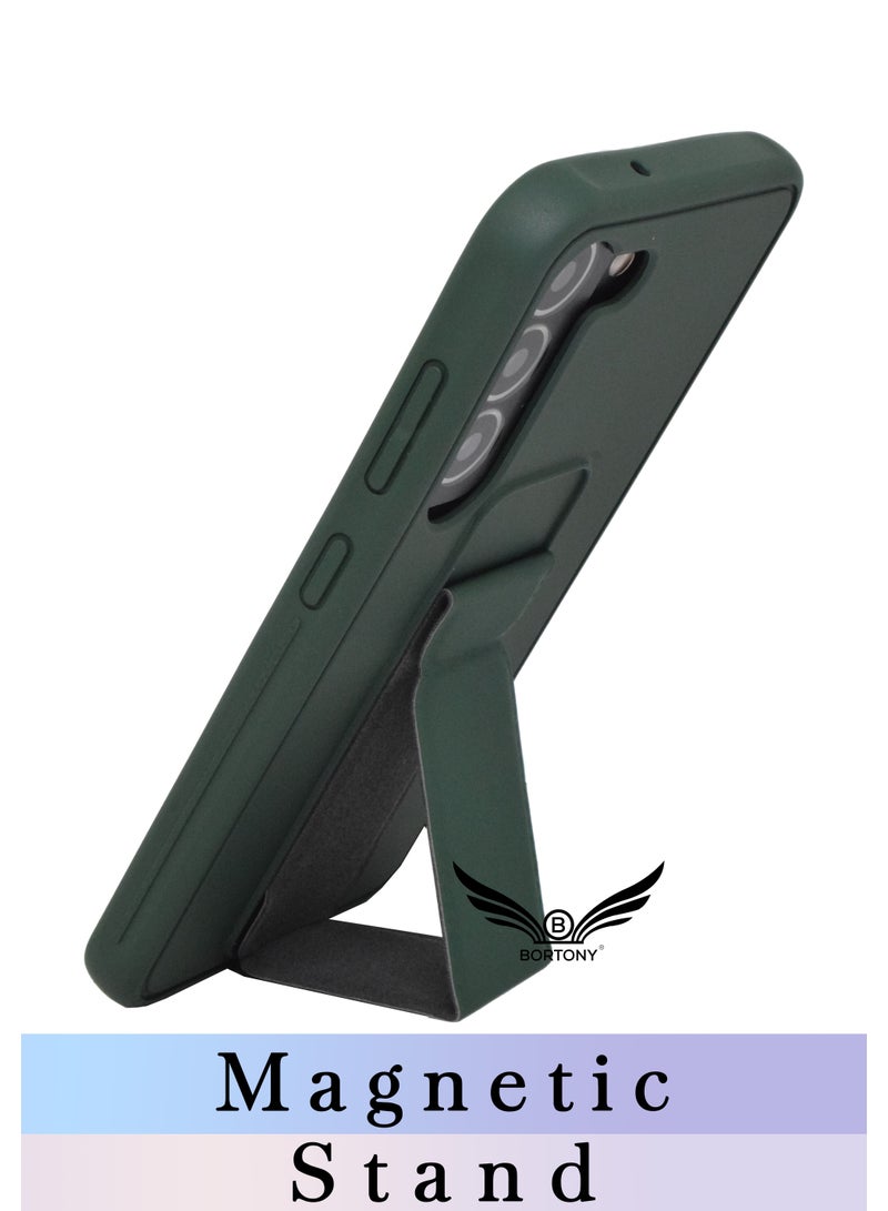 BORTONY Galaxy S23 Plus Cover with Magnetic Stand Holder Premium Silicone Hand Strap Grip Car Mount Kickstand Finger Grip Case Cover For Samsung Galaxy S23 Plus - Image 3