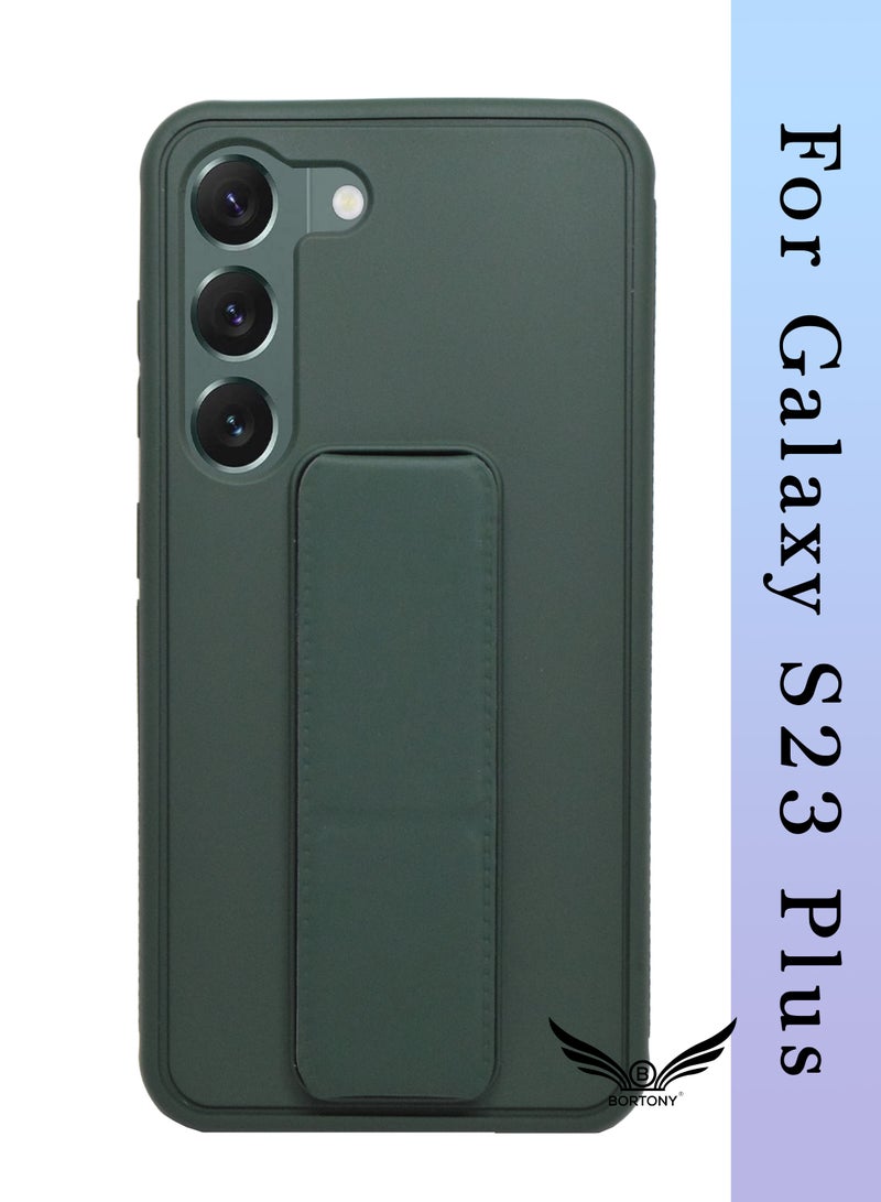 BORTONY Galaxy S23 Plus Cover with Magnetic Stand Holder Premium Silicone Hand Strap Grip Car Mount Kickstand Finger Grip Case Cover For Samsung Galaxy S23 Plus - Image 1