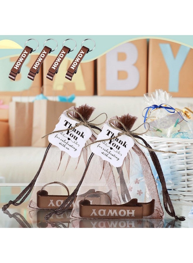 Junkin 50 Pcs Western Party Favors Mental Bottle Opener Keychain Bulk with Organza Bags Thank You Tags and Rope for Wedding Wild West Themed Party Decorations - Image 5