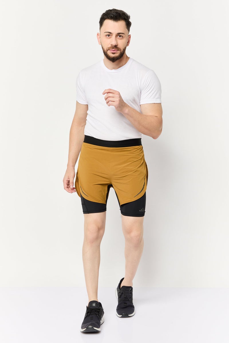 Adidas Men Slim Fit 5 Inseam 2 In 1 Training Shorts, Brown  - Image 2