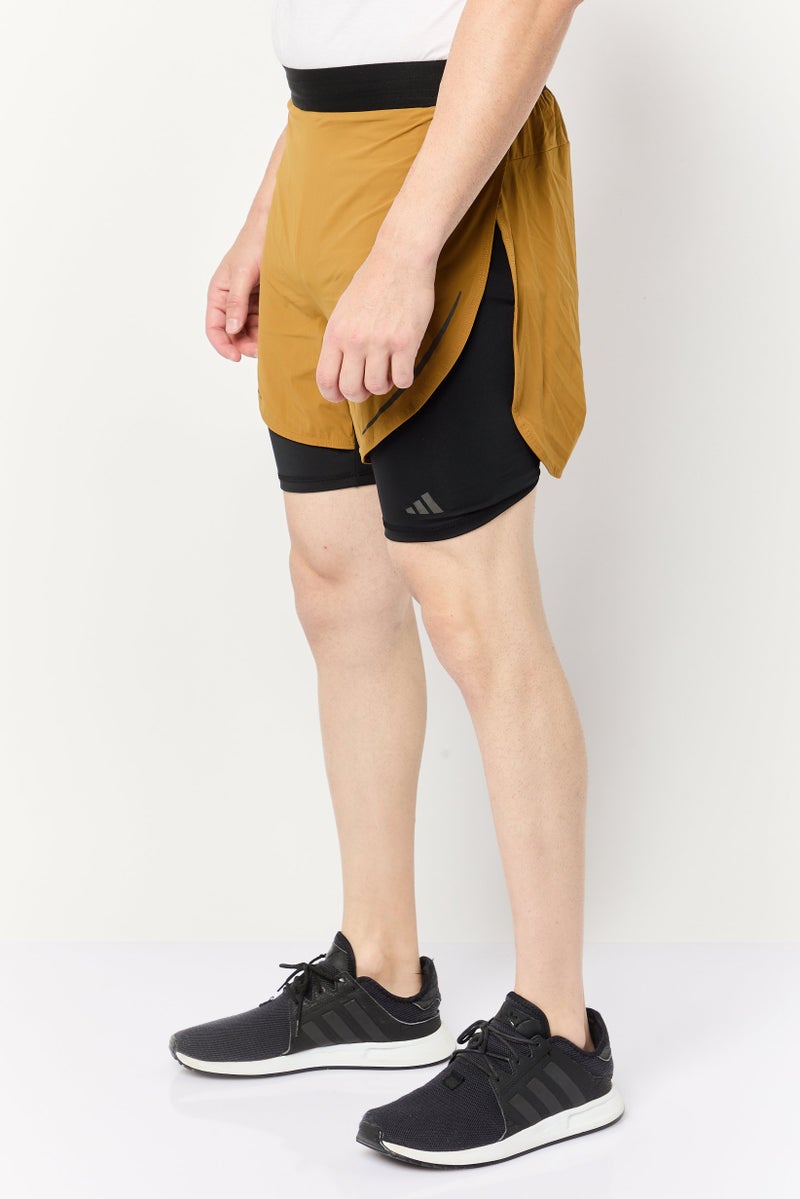 Adidas Men Slim Fit 5 Inseam 2 In 1 Training Shorts, Brown  - Image 3